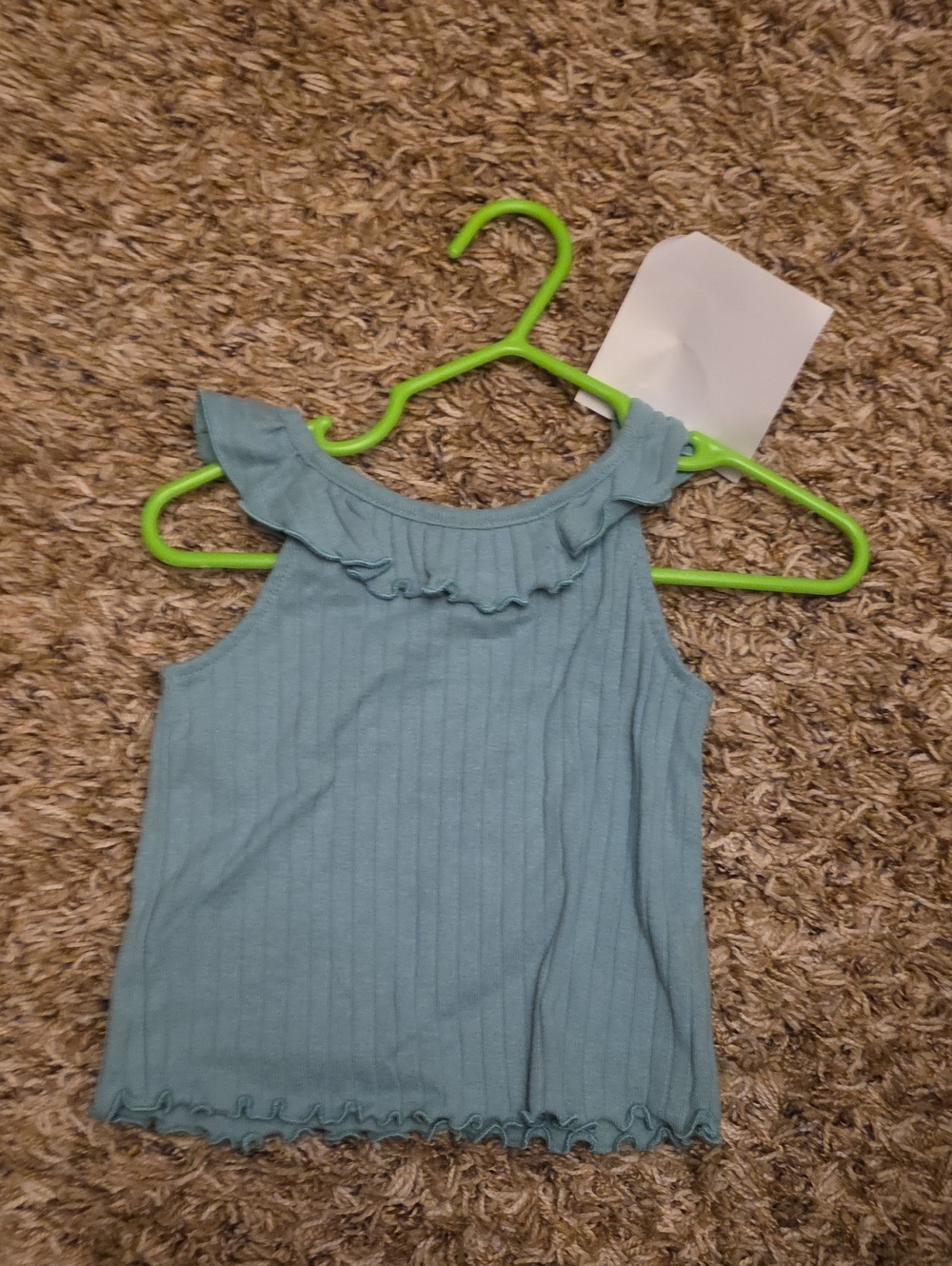 Cat & Jack Teal Ribbed Ruffle Tank Top for Kids
